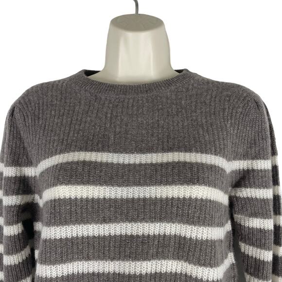 360 Cashmere Laurel Cashmere Striped Sweater Puff Shoulder Size S - Picture 4 of 9